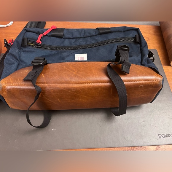 TOPO Designs Commuter Briefcase Navy / Brown Horween Leather - Picture 2 of 6